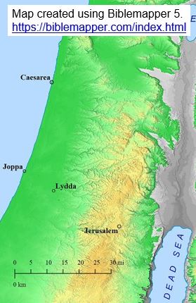 Map New Testament Peter from Jerusalem to Joppa
